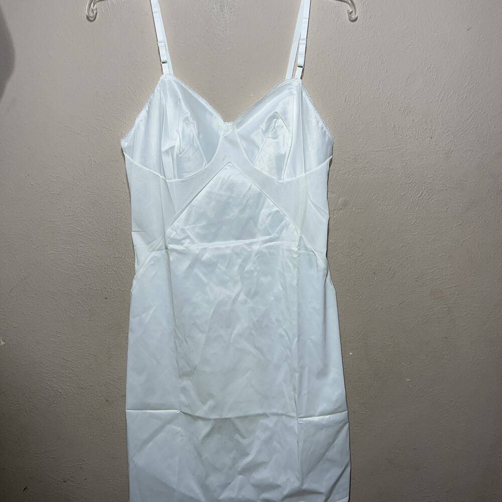 Vintage Gaymode White Full Slip Chemise Sz 11 Petite Women's Satin Lace Penney’s